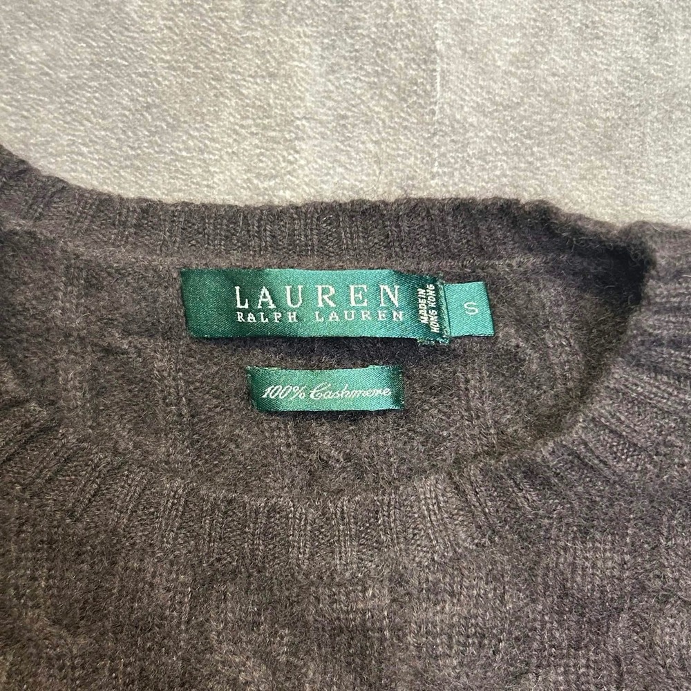 Lauren Ralph Lauren Brown 100% Cashmere Cable Knit Sweater Womens Small - Picture 2 of 6